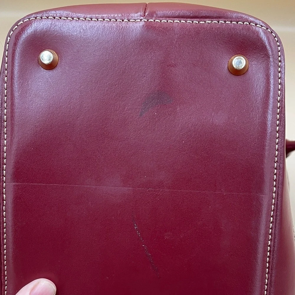 Arcadia Patent Leather Glossy Burgundy Dome Satchel Handbag Italian Luxury